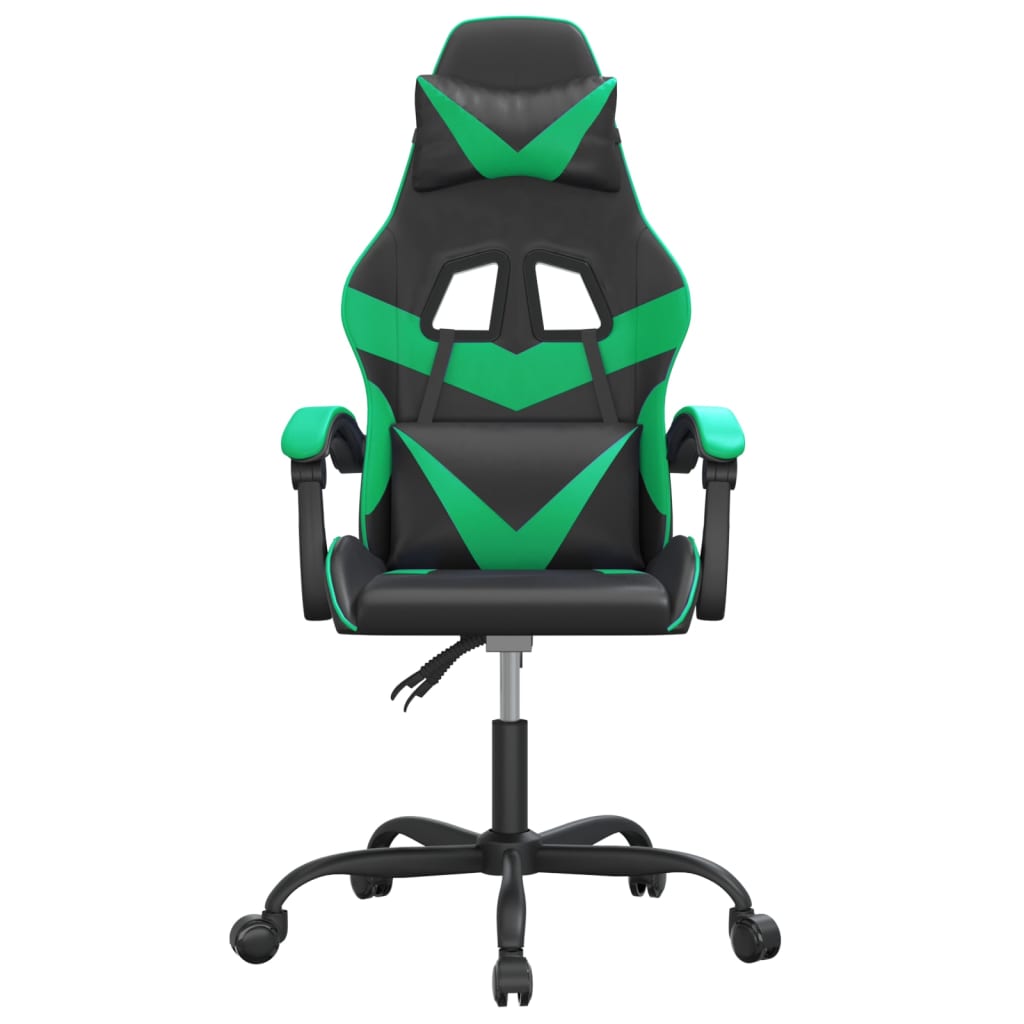 drejelig gamingstol kunstlæder sort og grøn