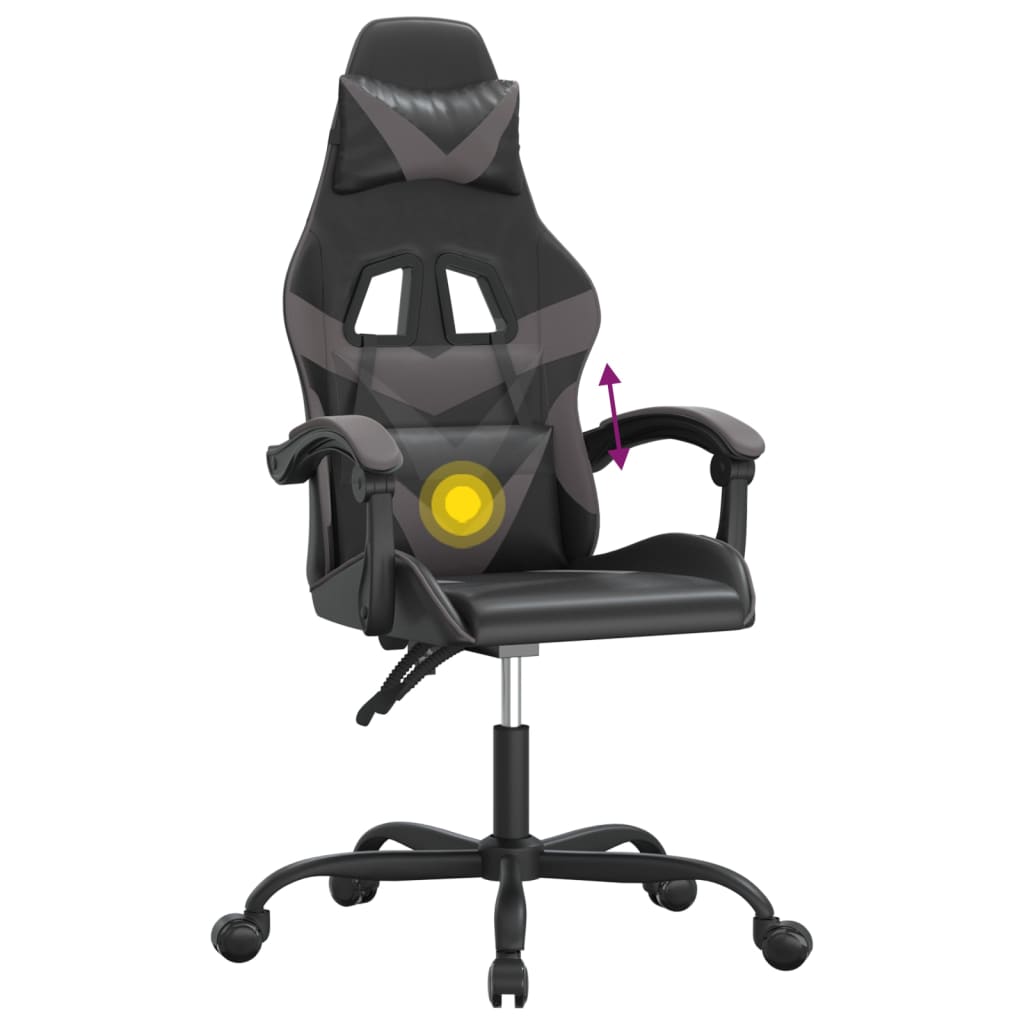 drejelig gamingstol kunstlæder sort og grå
