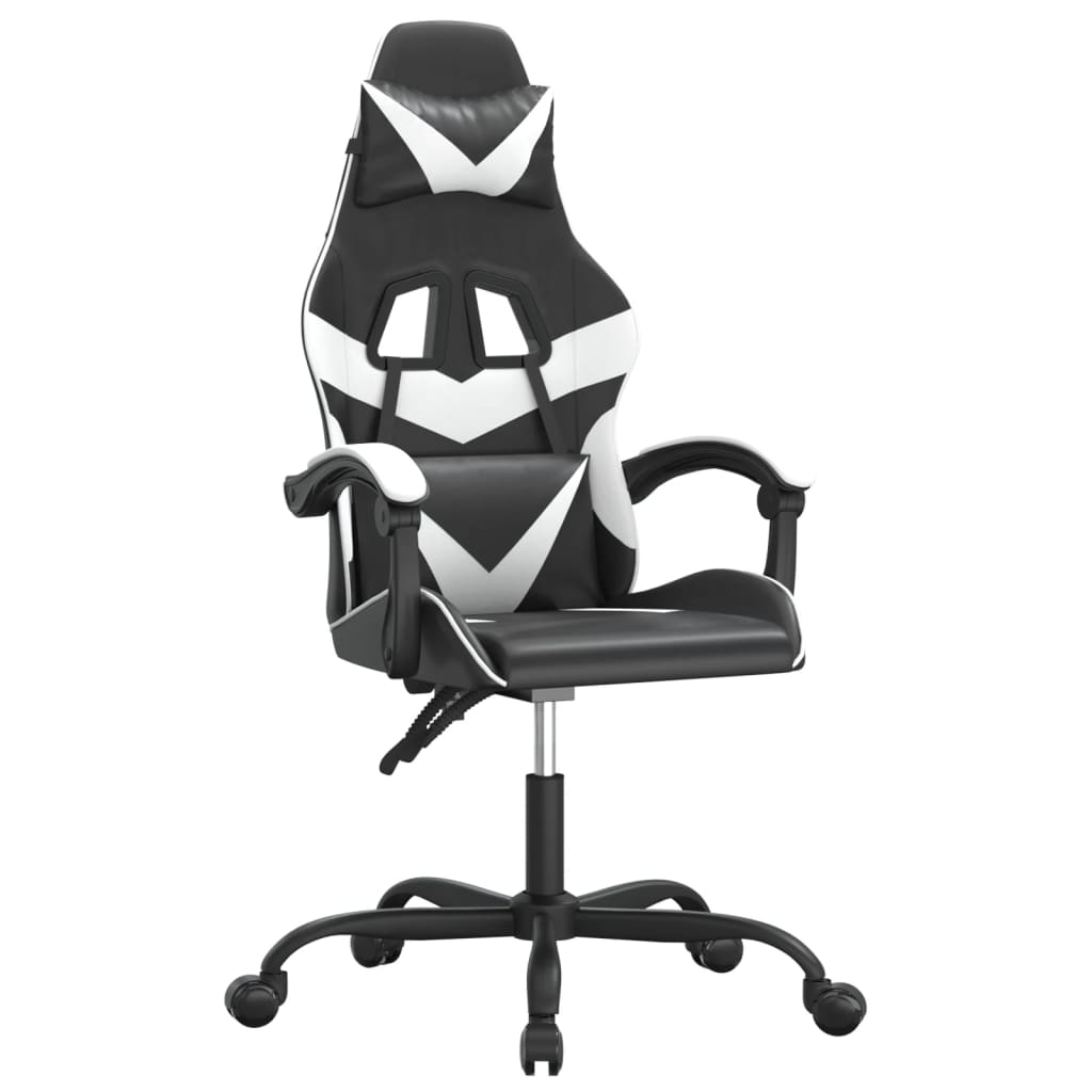 drejelig gamingstol kunstlæder sort og hvid