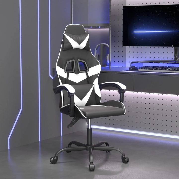 drejelig gamingstol kunstlæder sort og hvid
