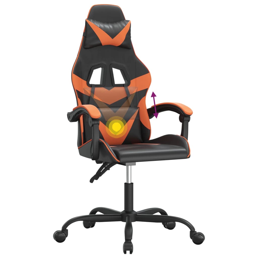 drejelig gamingstol kunstlæder sort og orange