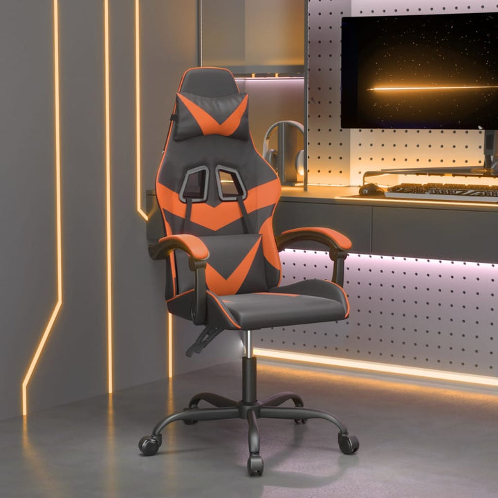 drejelig gamingstol kunstlæder sort og orange