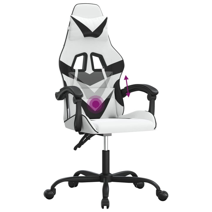 drejelig gamingstol kunstlæder hvid og sort