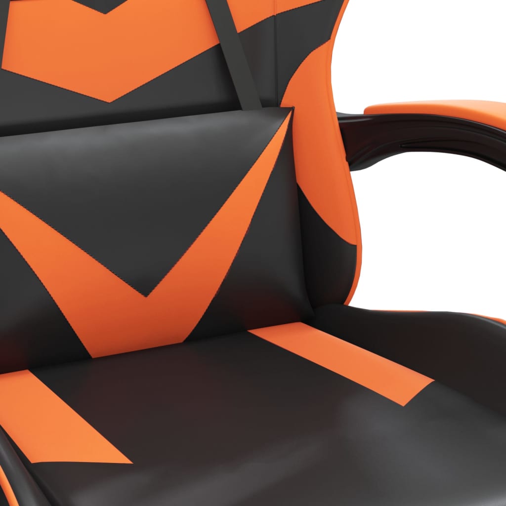 drejelig gamingstol med fodstøtte kunstlæder sort og orange
