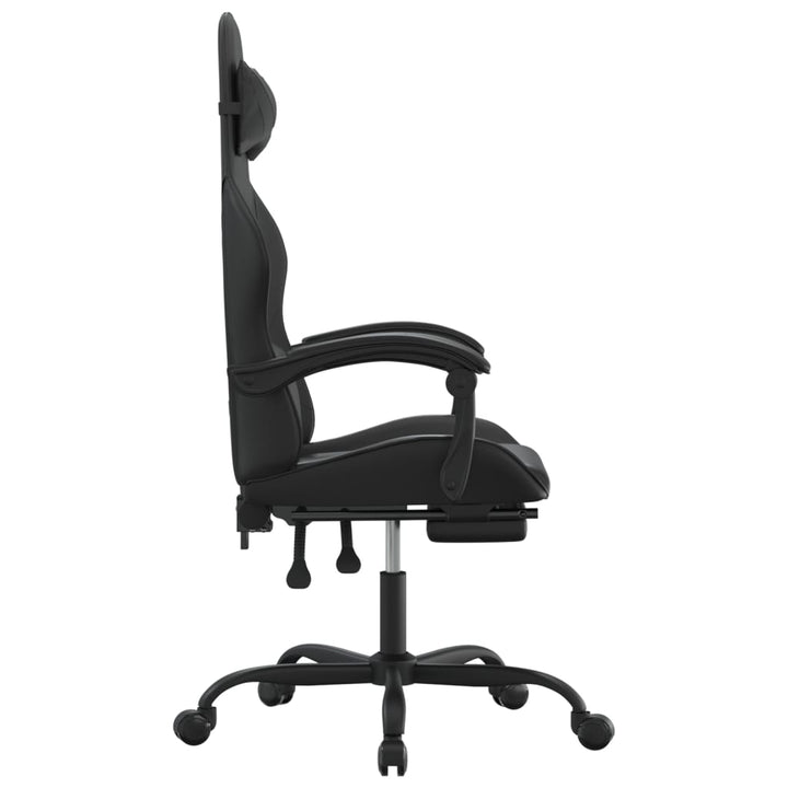 drejelig gamingstol med fodstøtte kunstlæder sort
