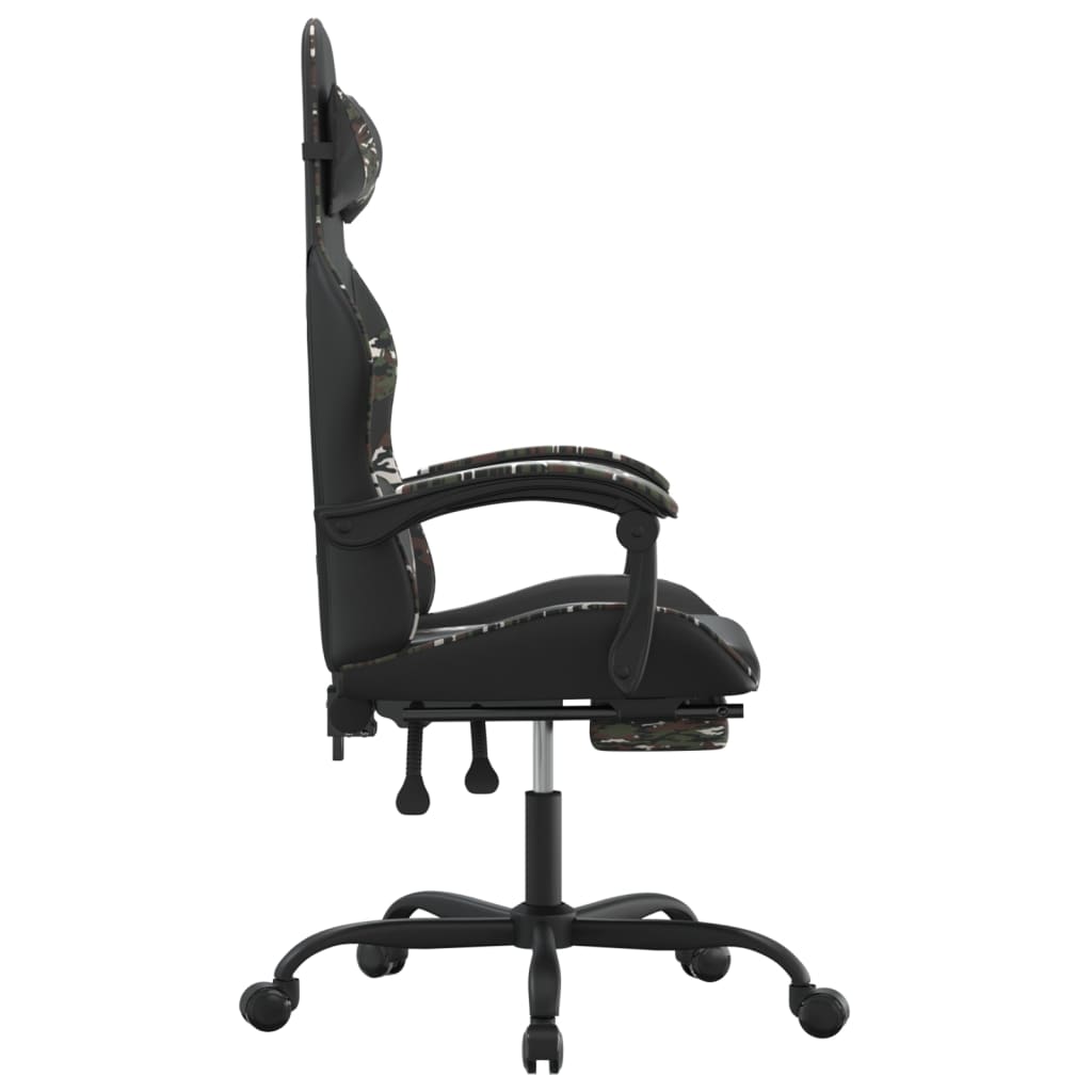 drejelig gamingstol med fodstøtte kunstlæder sort camouflage