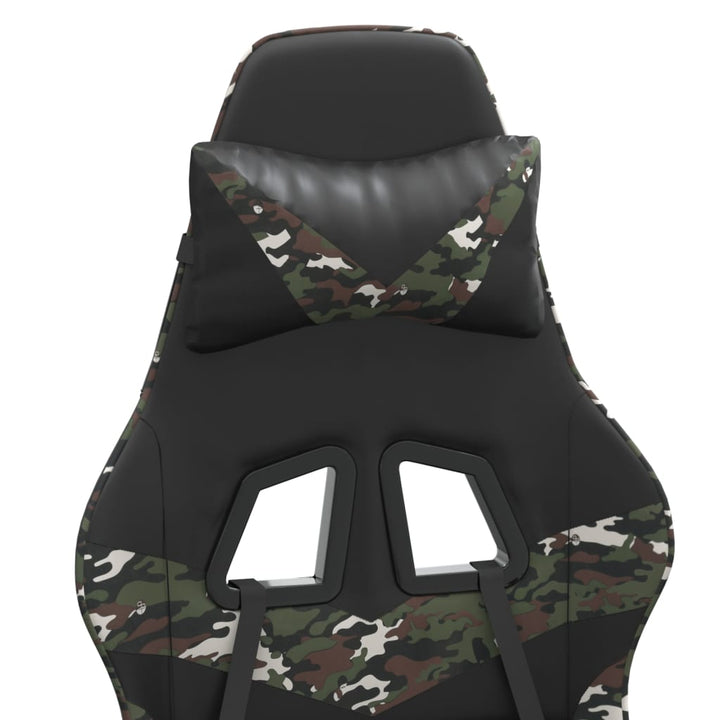 drejelig gamingstol med fodstøtte kunstlæder sort camouflage