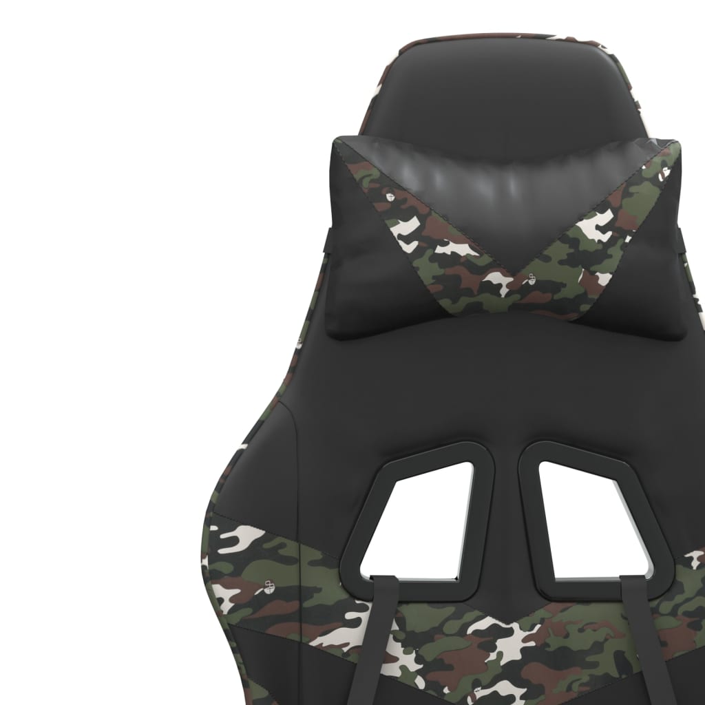 drejelig gamingstol med fodstøtte kunstlæder sort camouflage