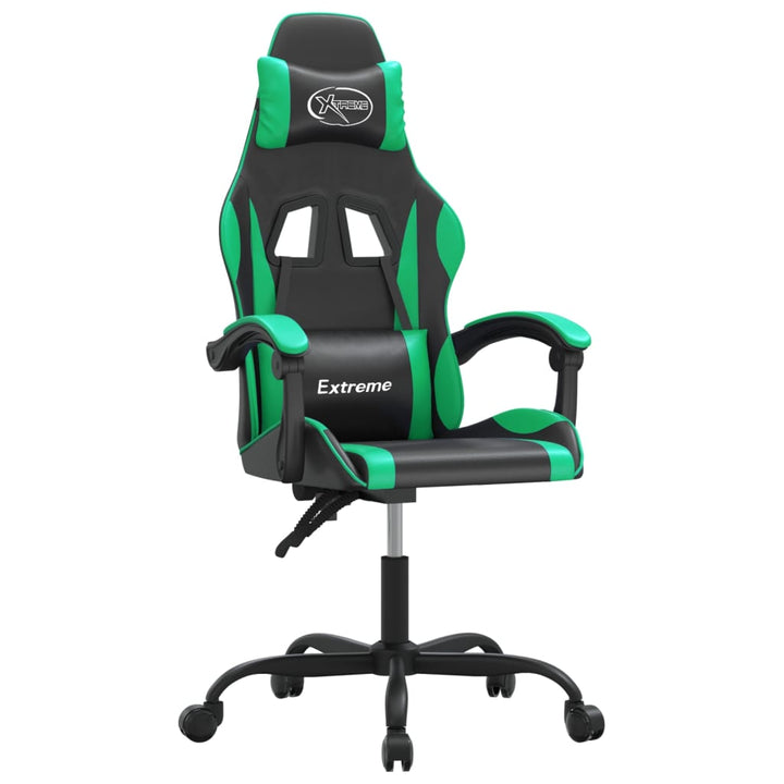 drejelig gamingstol kunstlæder sort og grøn