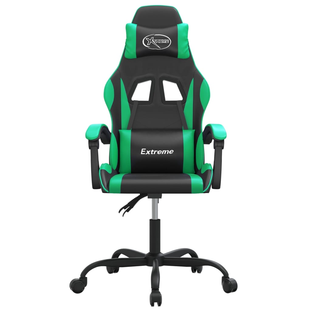drejelig gamingstol kunstlæder sort og grøn