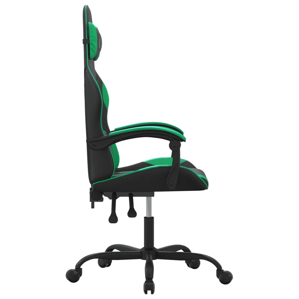 drejelig gamingstol kunstlæder sort og grøn