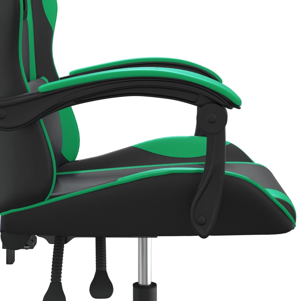 drejelig gamingstol kunstlæder sort og grøn