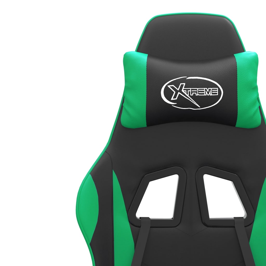 drejelig gamingstol kunstlæder sort og grøn