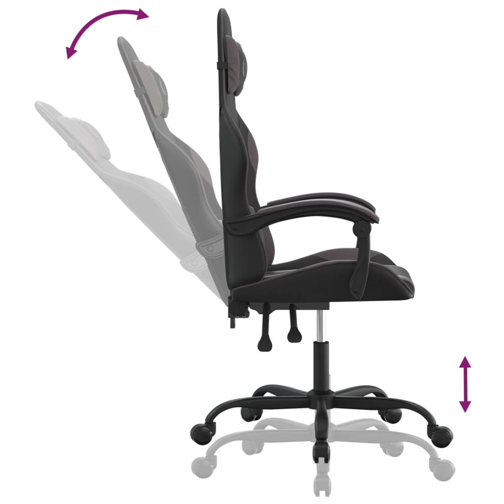 drejelig gamingstol kunstlæder sort og grå