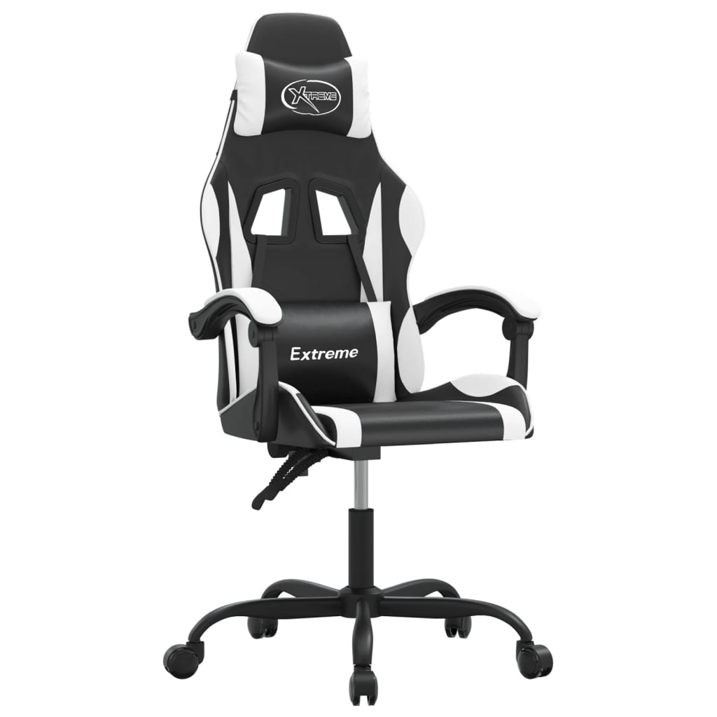 drejelig gamingstol kunstlæder sort og hvid