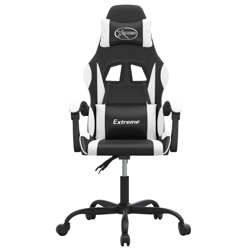 drejelig gamingstol kunstlæder sort og hvid
