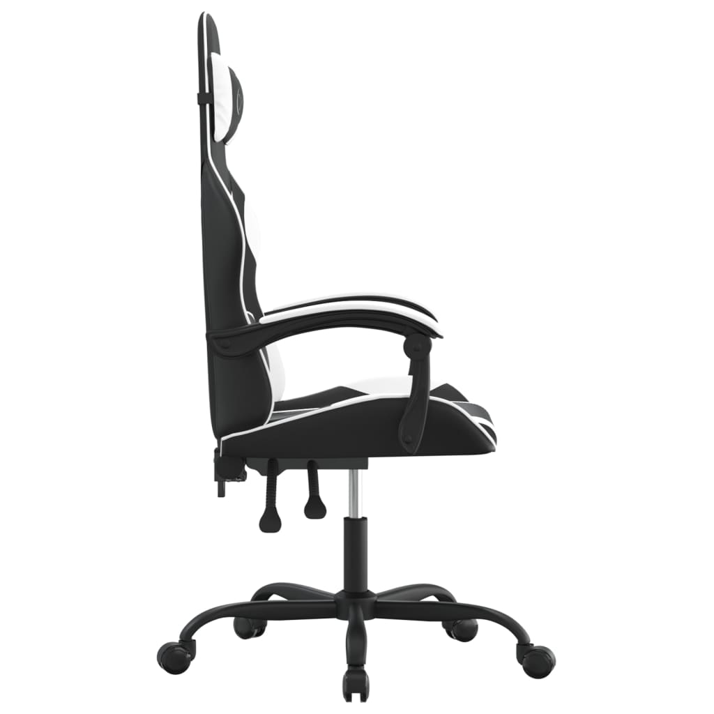 drejelig gamingstol kunstlæder sort og hvid