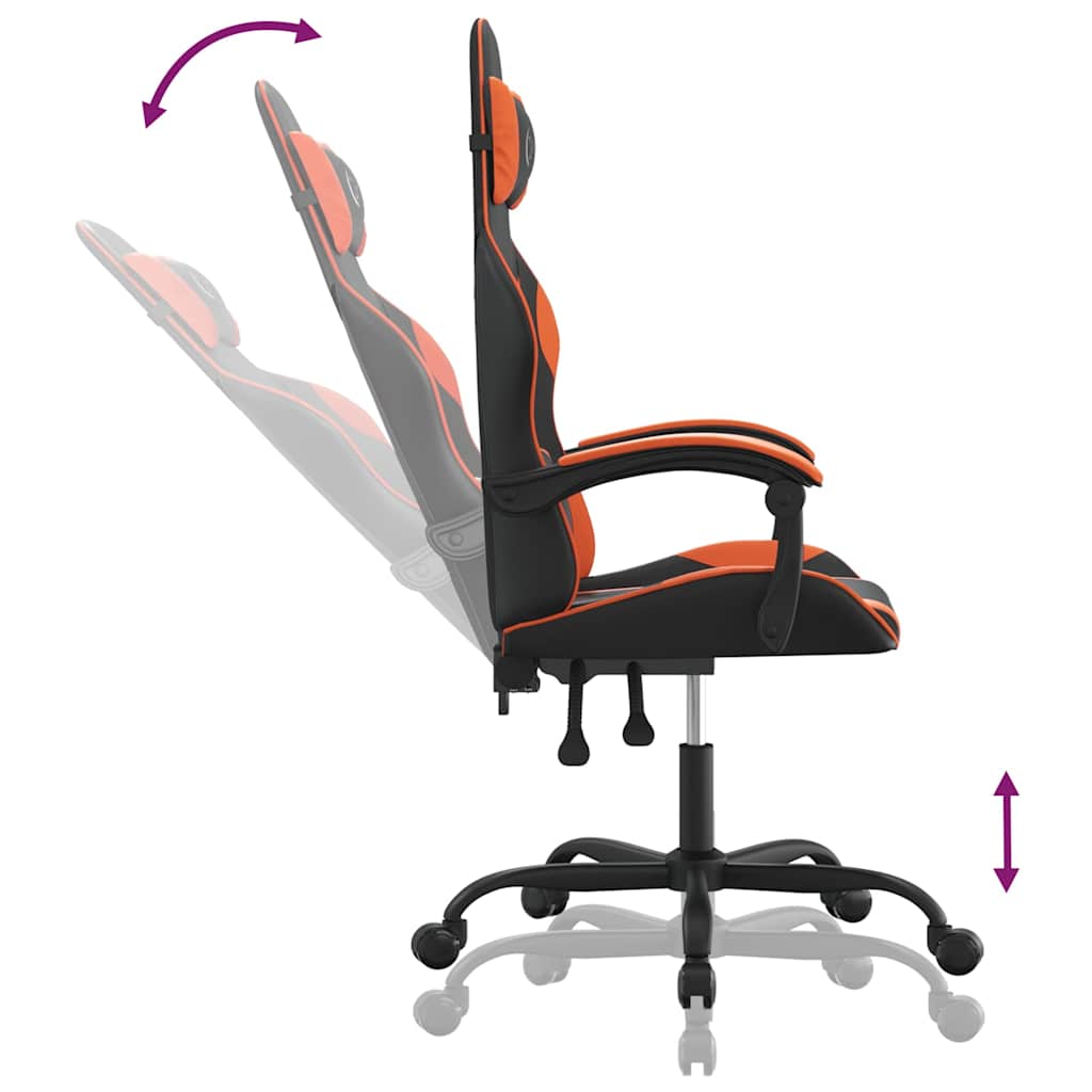 drejelig gamingstol kunstlæder sort og orange