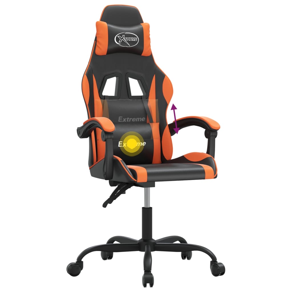 drejelig gamingstol kunstlæder sort og orange