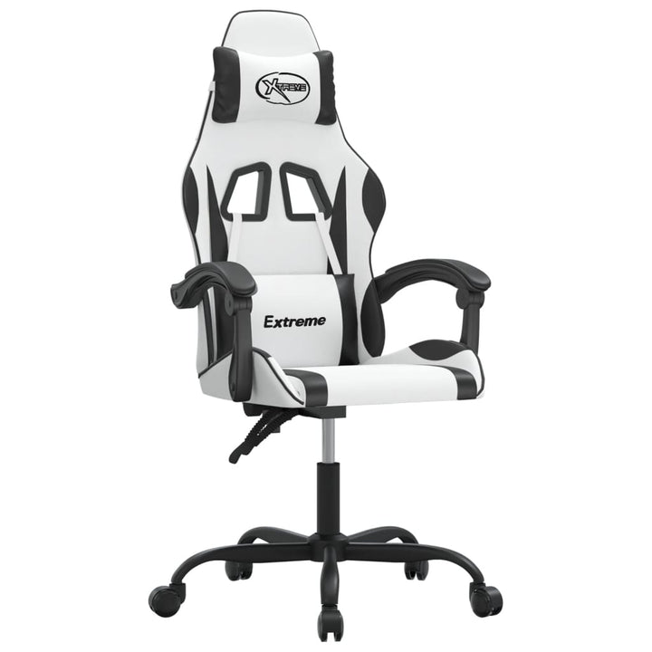 drejelig gamingstol kunstlæder hvid og sort