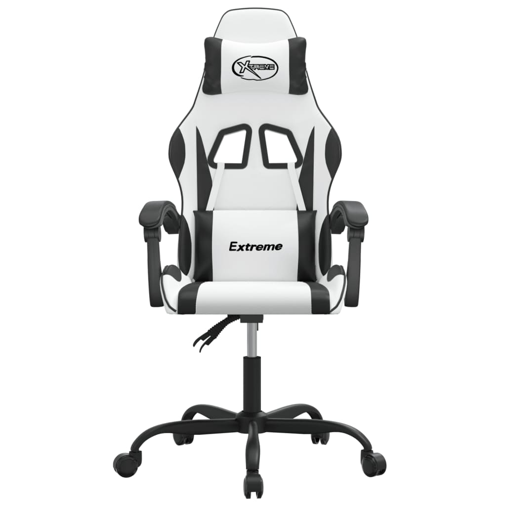 drejelig gamingstol kunstlæder hvid og sort