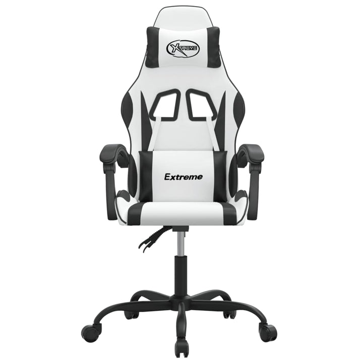drejelig gamingstol kunstlæder hvid og sort