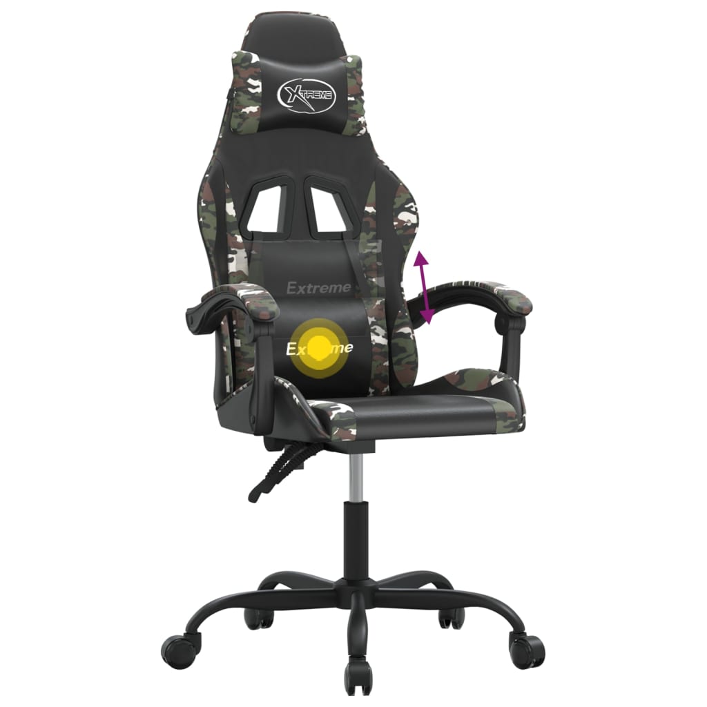 drejelig gamingstol kunstlæder sort og camouflage