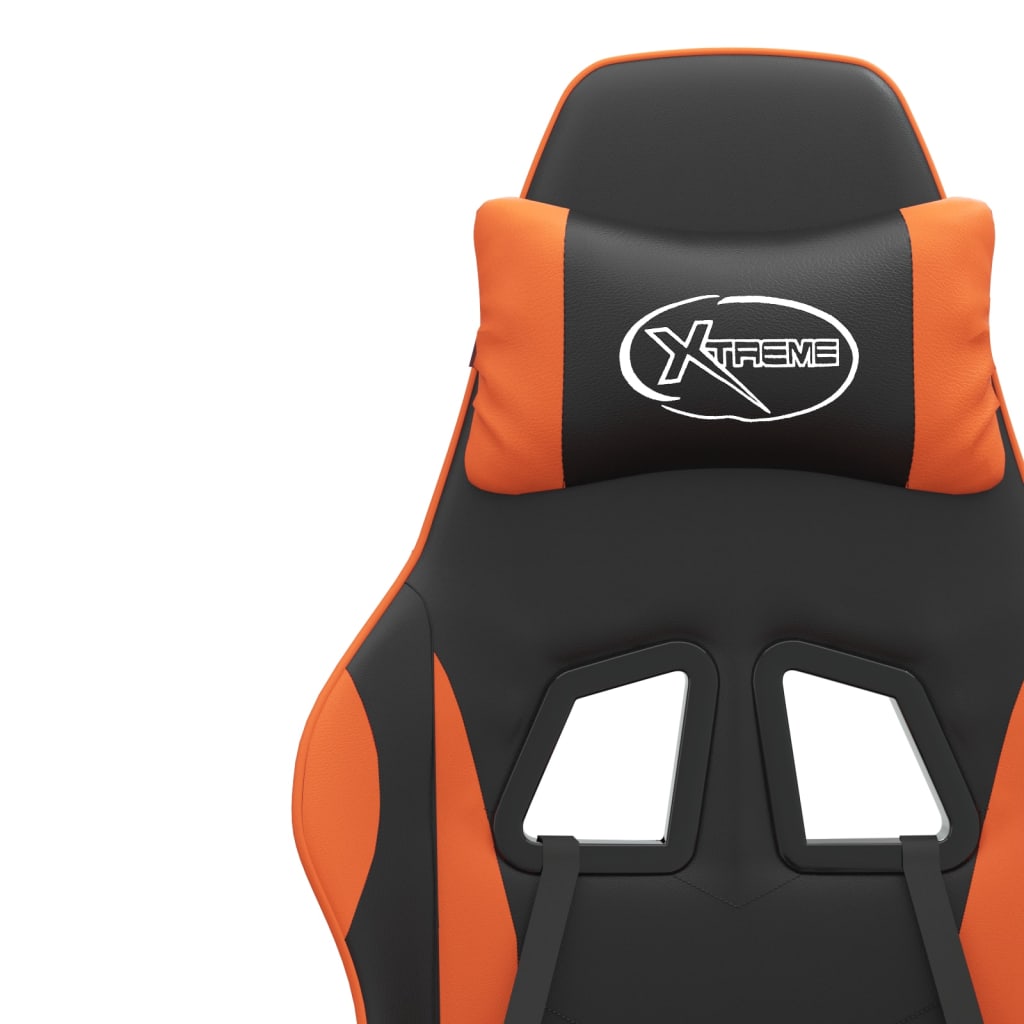 drejelig gamingstol med fodstøtte kunstlæder sort og orange