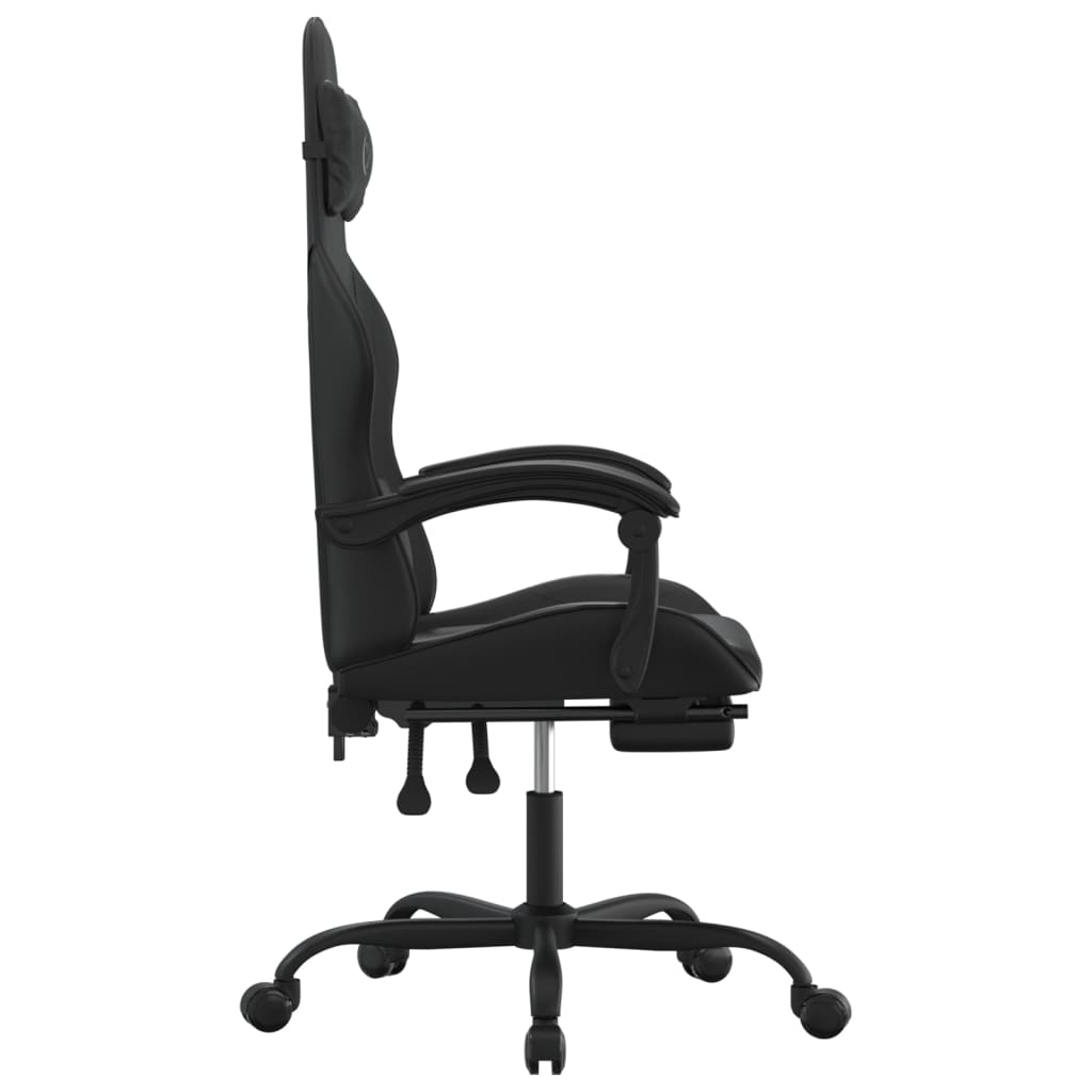 drejelig gamingstol med fodstøtte kunstlæder sort
