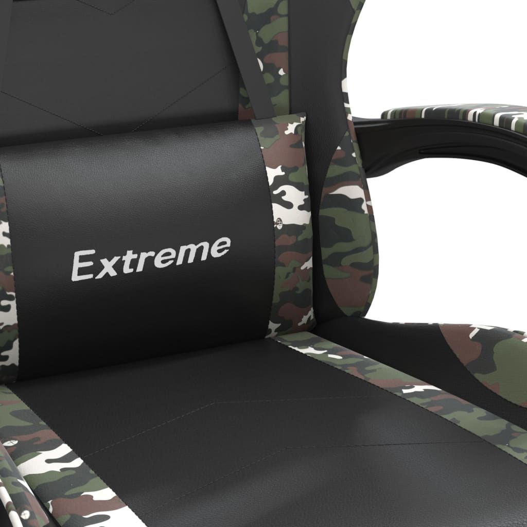 drejelig gamingstol med fodstøtte kunstlæder sort camouflage