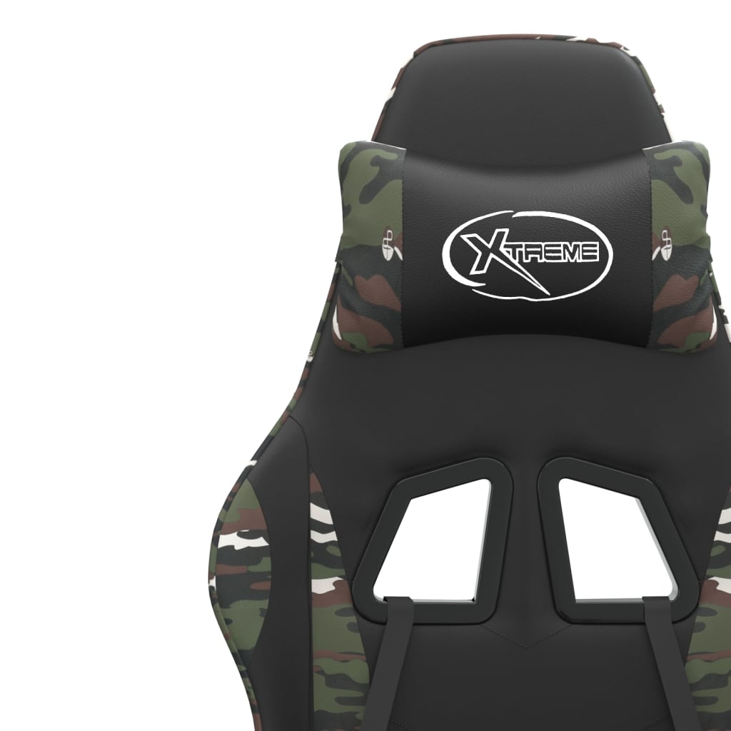 drejelig gamingstol med fodstøtte kunstlæder sort camouflage