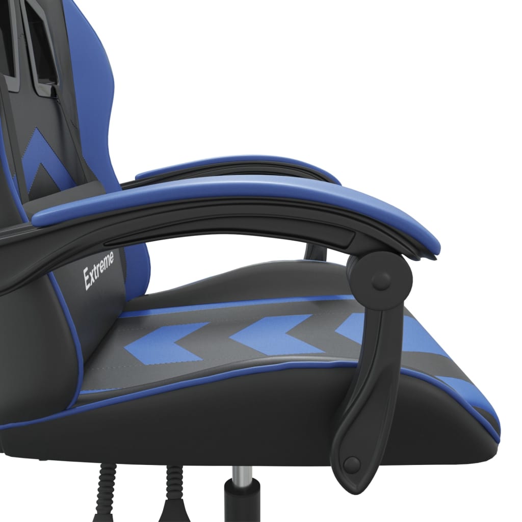 drejelig gamingstol kunstlæder sort og blå