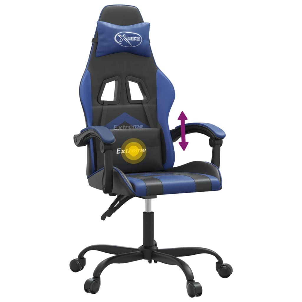 drejelig gamingstol kunstlæder sort og blå