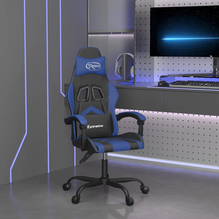 drejelig gamingstol kunstlæder sort og blå