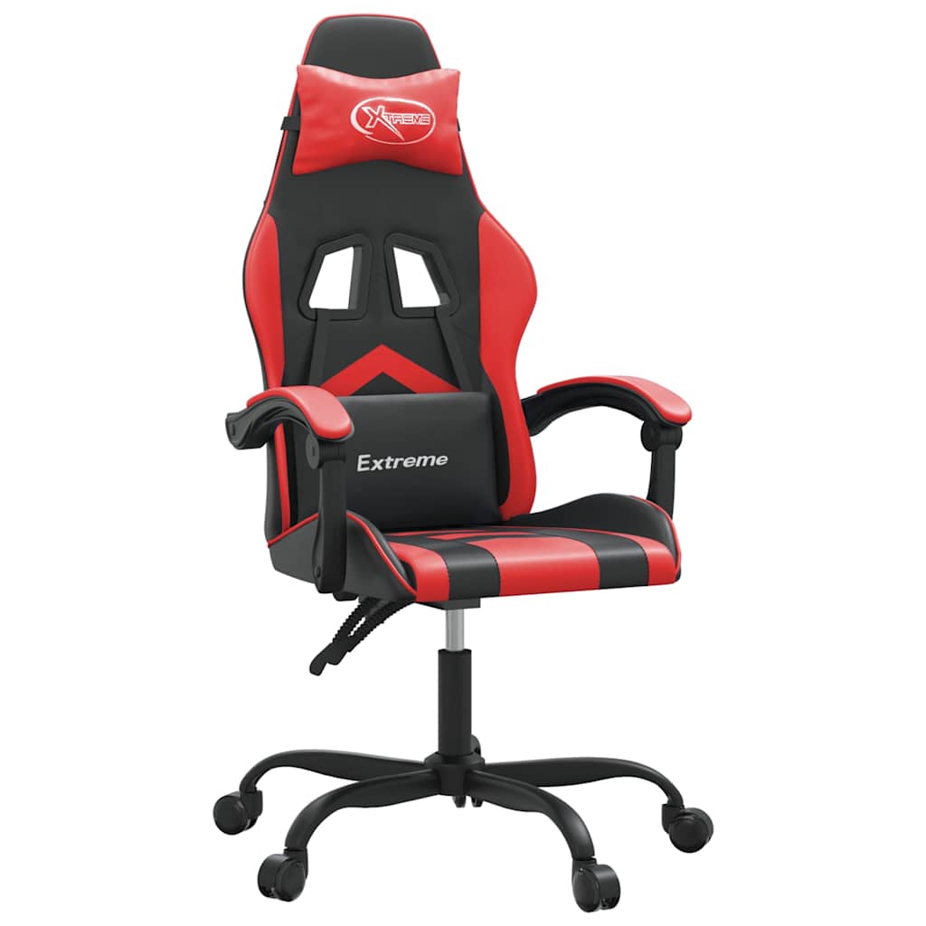 drejelig gamingstol kunstlæder sort og rød