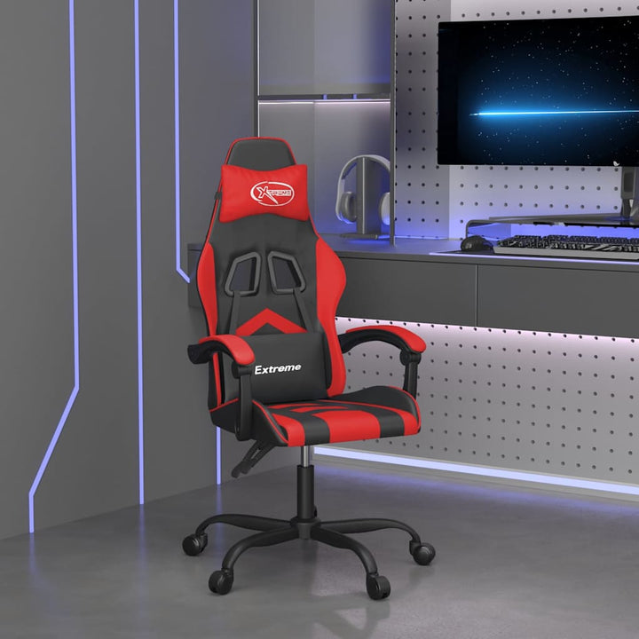 drejelig gamingstol kunstlæder sort og rød