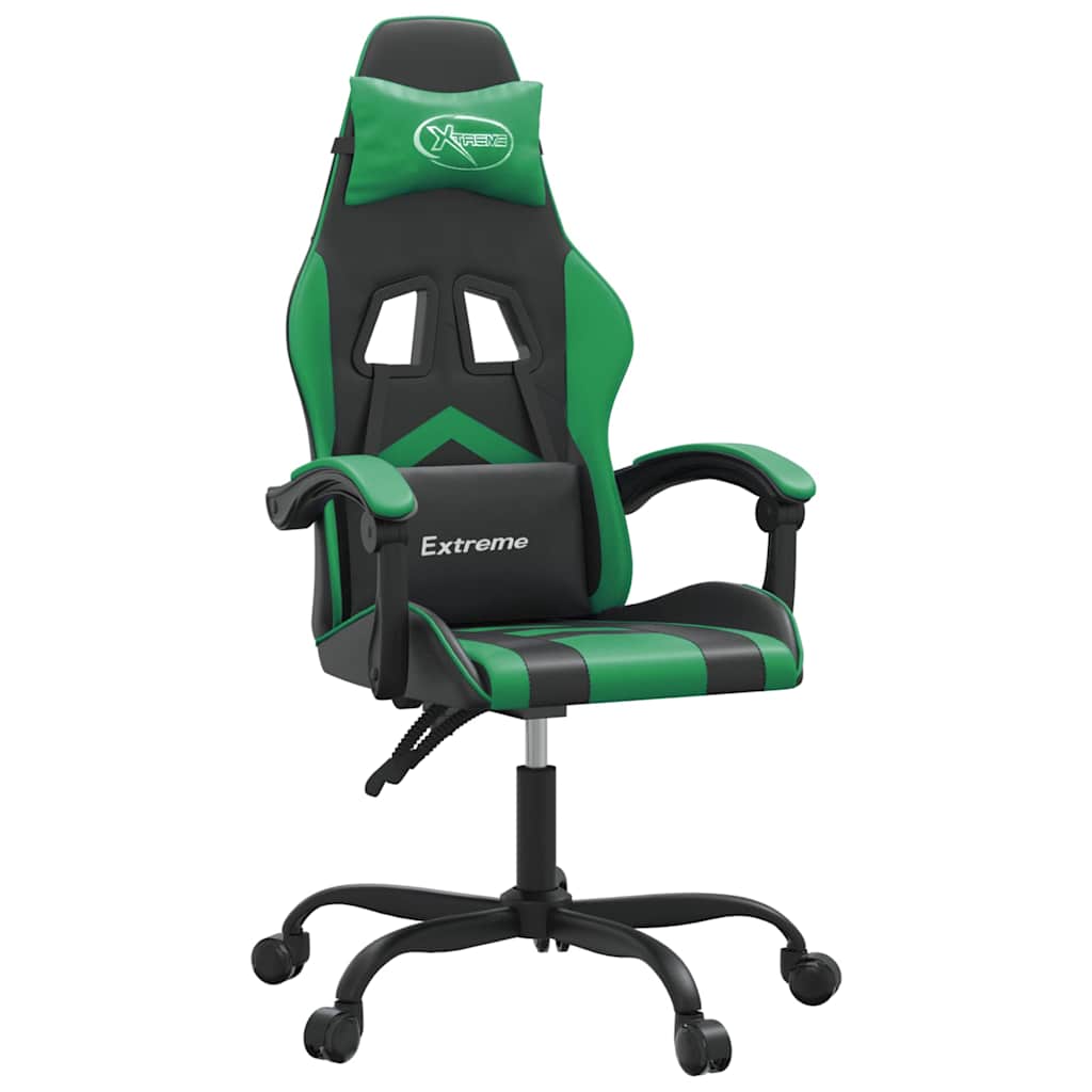 drejelig gamingstol kunstlæder sort og grøn