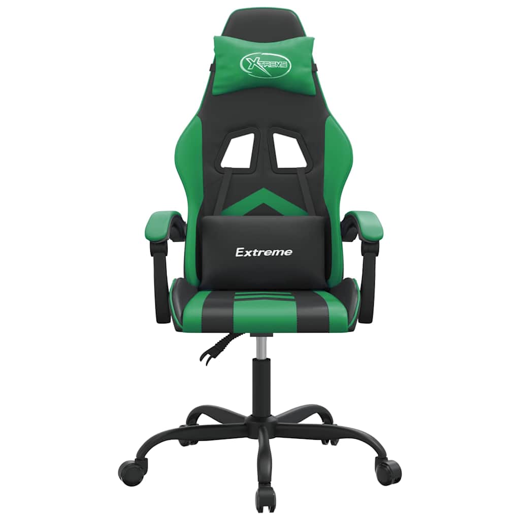 drejelig gamingstol kunstlæder sort og grøn