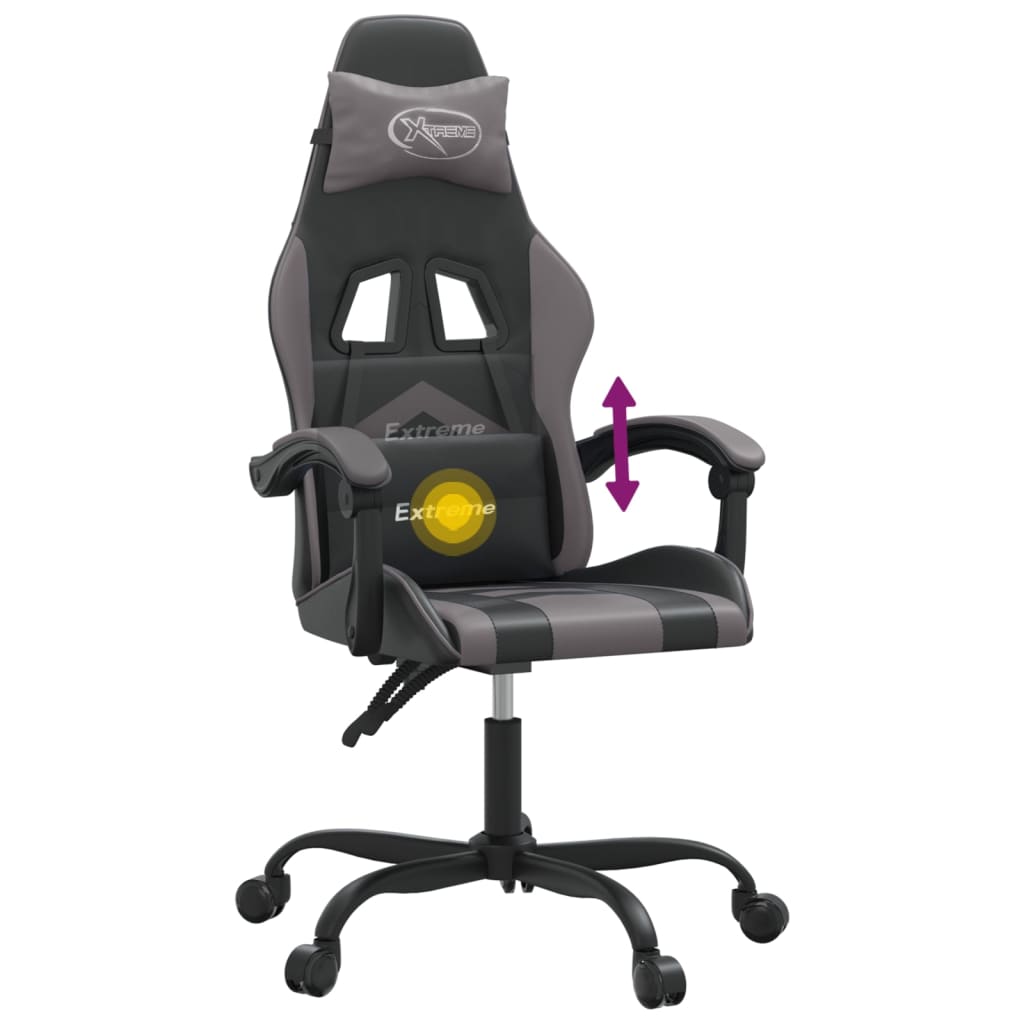 drejelig gamingstol kunstlæder sort og grå