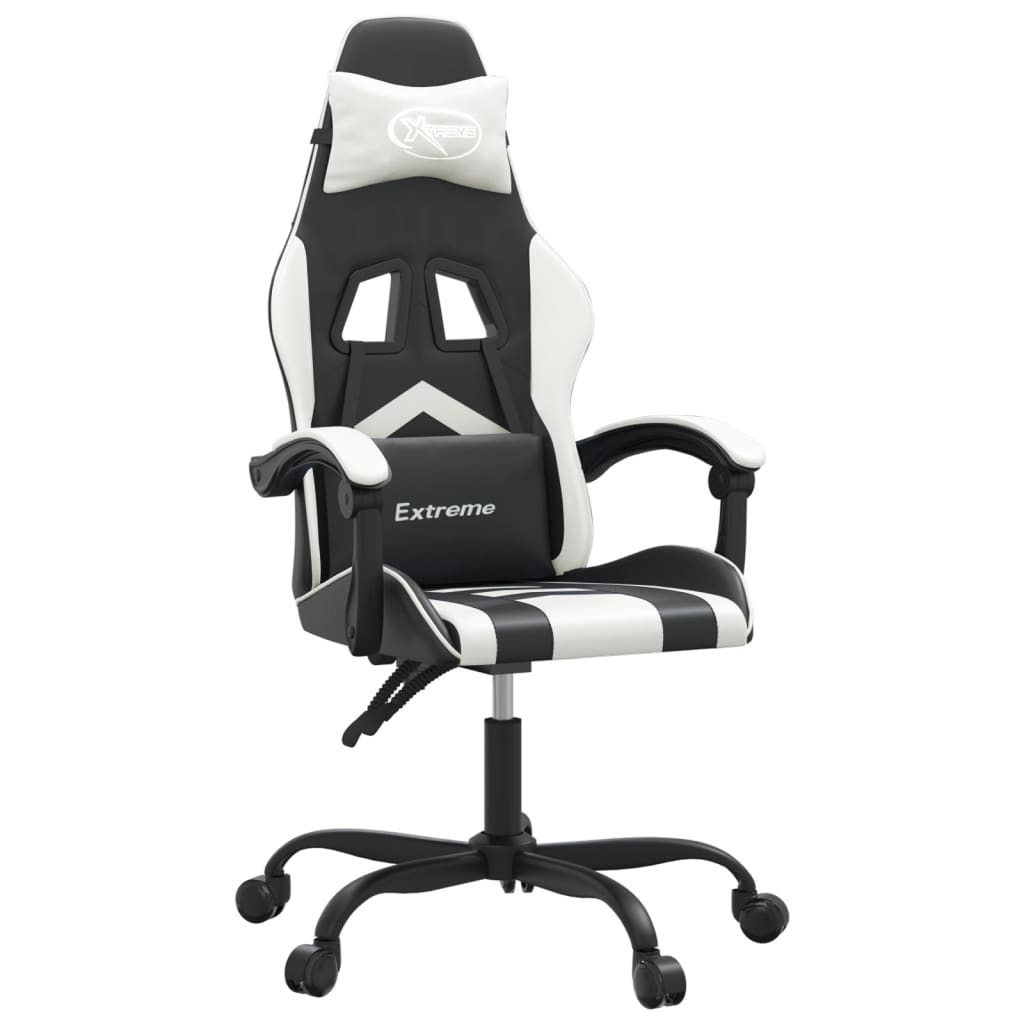 drejelig gamingstol kunstlæder sort og hvid