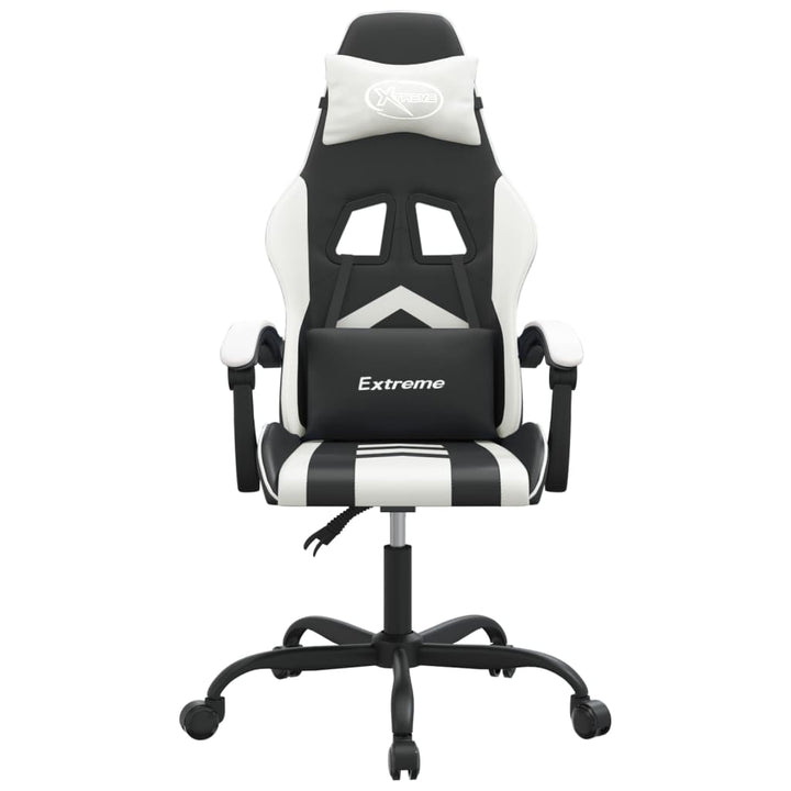 drejelig gamingstol kunstlæder sort og hvid