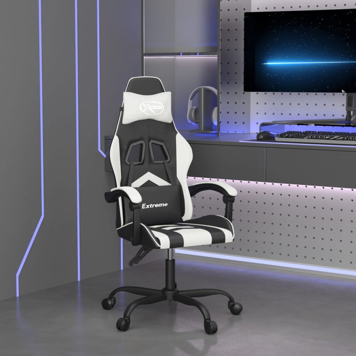 drejelig gamingstol kunstlæder sort og hvid