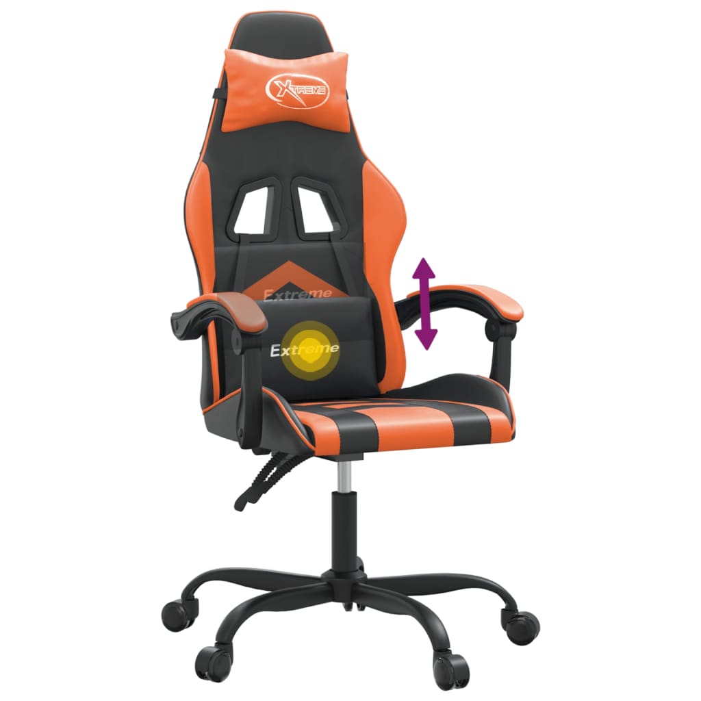 drejelig gamingstol kunstlæder sort og orange