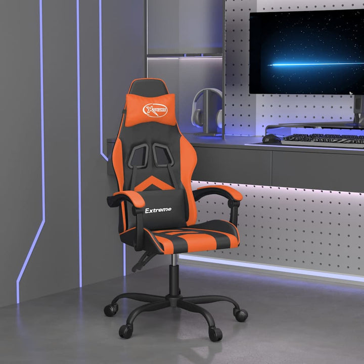 drejelig gamingstol kunstlæder sort og orange