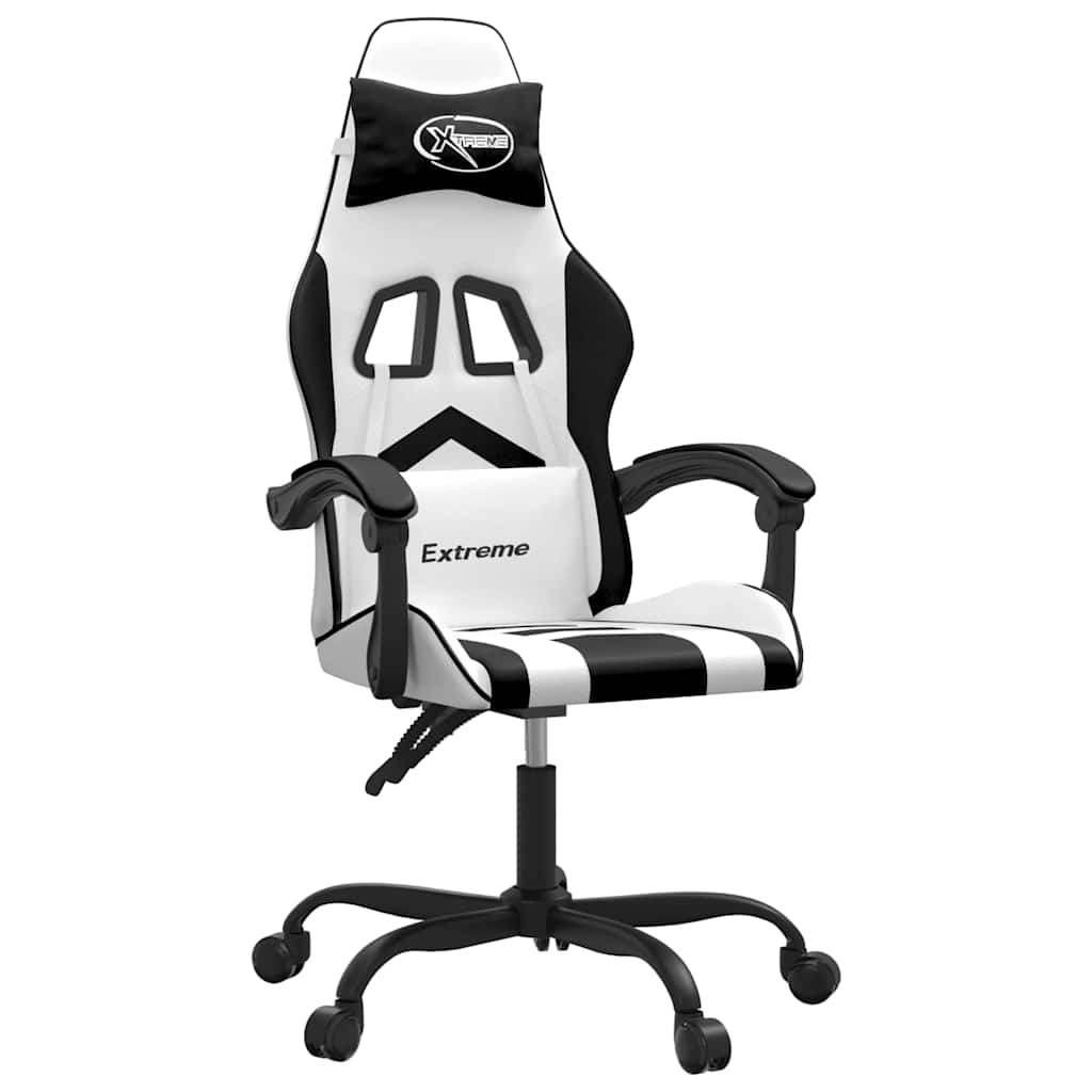 drejelig gamingstol kunstlæder hvid og sort