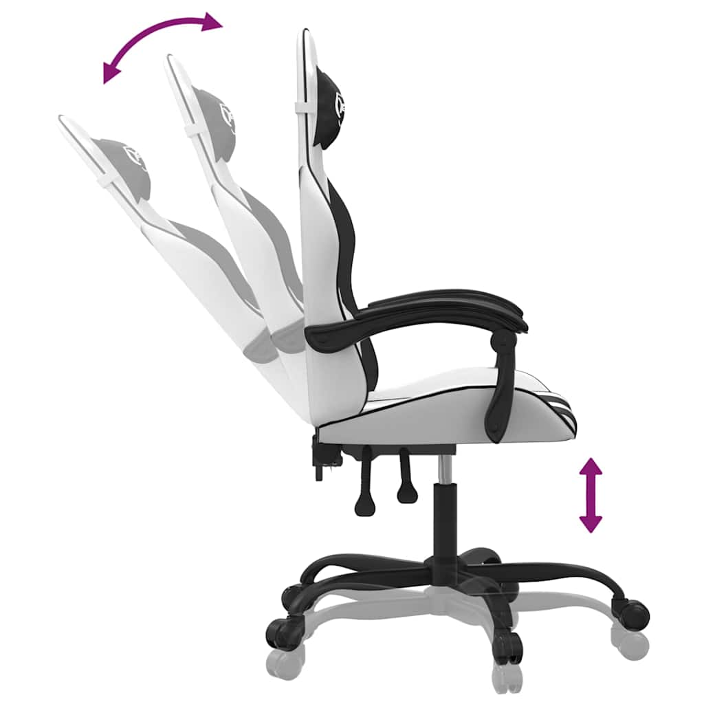 drejelig gamingstol kunstlæder hvid og sort