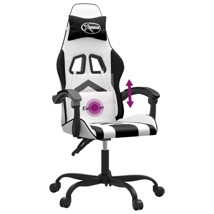 drejelig gamingstol kunstlæder hvid og sort
