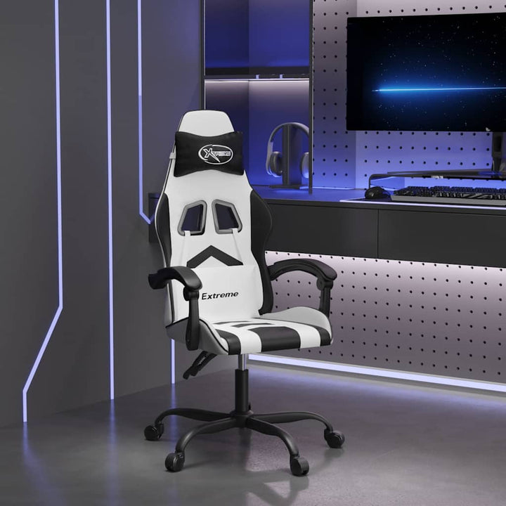 drejelig gamingstol kunstlæder hvid og sort