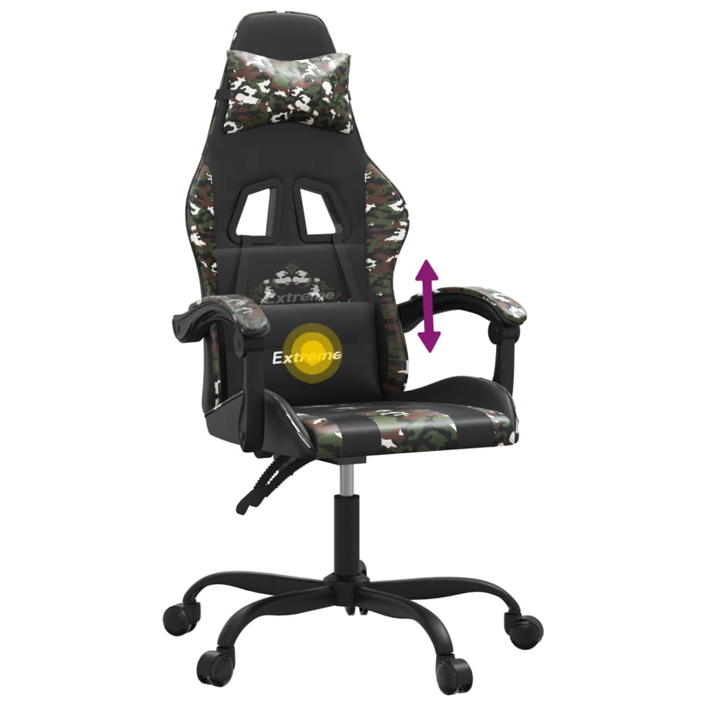 drejelig gamingstol kunstlæder sort og camouflage