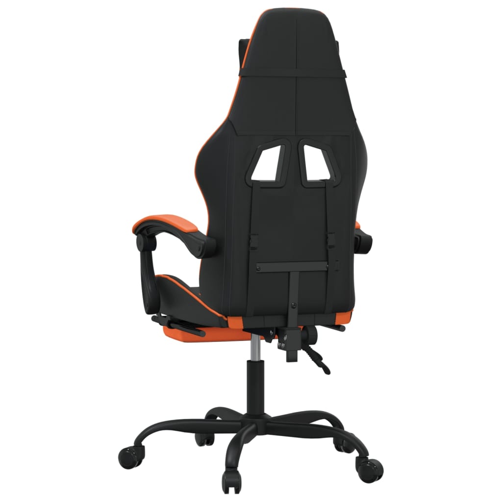 drejelig gamingstol med fodstøtte kunstlæder sort og orange